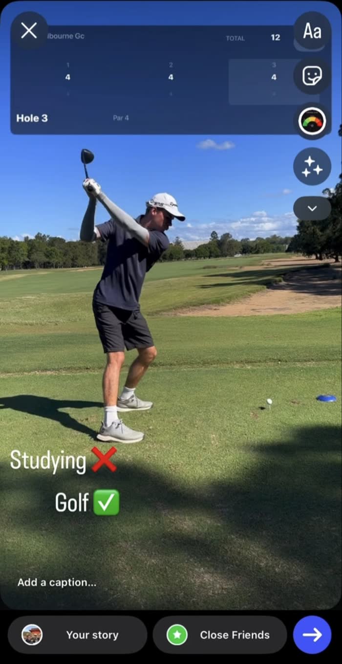 Sharing a Clippar golf clip to an Instagram story